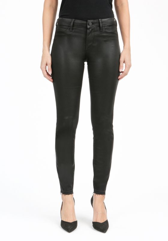 Photo 1 of Articles of Society Women's Coated Black Shiny Ankle Skinny Pants- Raw hem