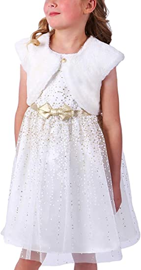 Photo 1 of SIZE 3T Jona Michelle Girls Formal Party Tulle Dress Ivory W Fur Jacket 