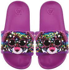 Photo 1 of TY – Sequin Dotty the Leopard Plush Slippers M 1-3