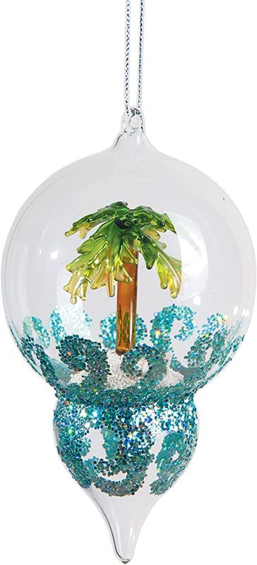 Photo 1 of GALLERIE II Palm Tree Glass Finial Christmas Xmas Ornament Multi