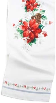 Photo 1 of Bardwil Christmas Poinsettia Watercolor 13" X 70" Table Runner