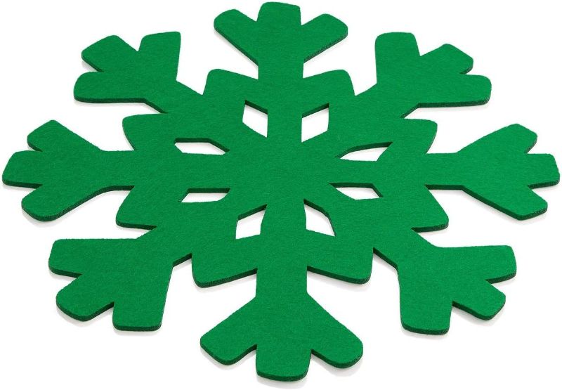 Photo 1 of The Cellar Christmas Snowflake Felt Table Mats- Green 15"