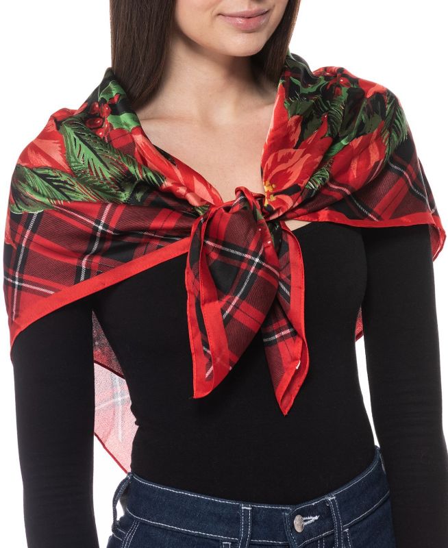 Photo 1 of Giani Bernini Poinsettia Plaid Holiday Square Scarf