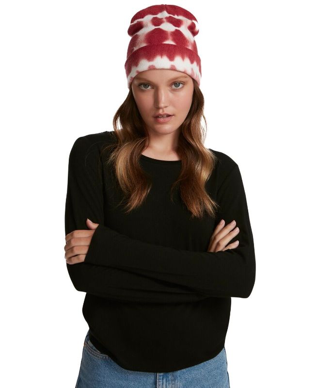 Photo 1 of Steve Madden Women's Red Dark Wine Tie Dyed Beanie - One Size