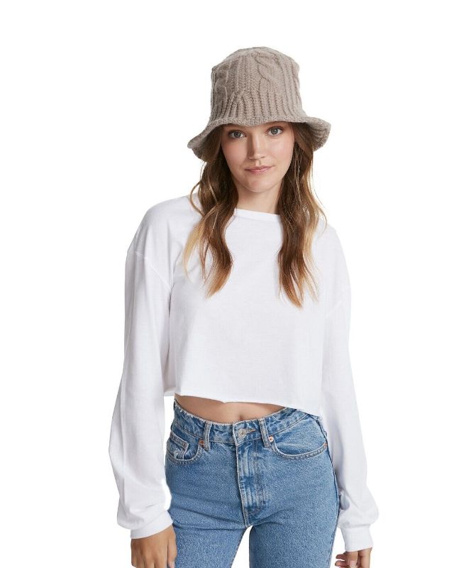 Photo 1 of Steve Madden Women's Cable-Knit Bucket Hat Grey One Size