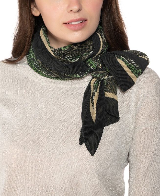 Photo 1 of  Giani Bernini Snake-Print Pleated Square Scarf Green One Size