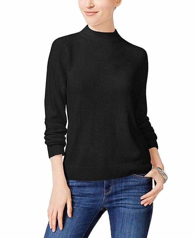 Photo 1 of SIZE PETITE XL Style & Co. Women's Lux Mock Pullover Black