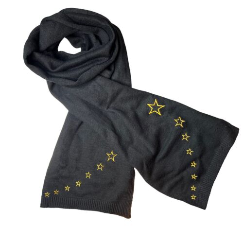 Photo 1 of Jenni Embroidered Scarf Black Gold Stars One Size