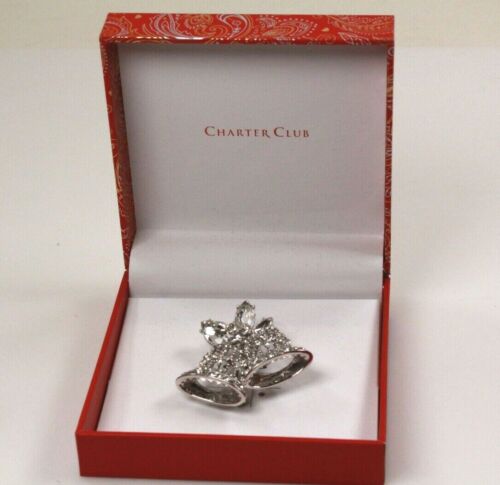 Photo 2 of HOLIDAY Charter Club Silver-Tone Crystal Bell Pin/ GIFT BOX