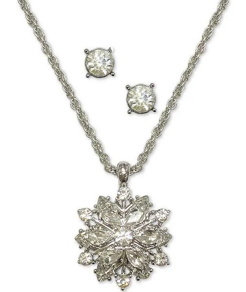 Photo 1 of HOLIDAY Charter Club Silver-Tone Crystal Snowflake Pendant Necklace & Stud Earrings Set/ GIFT BOX