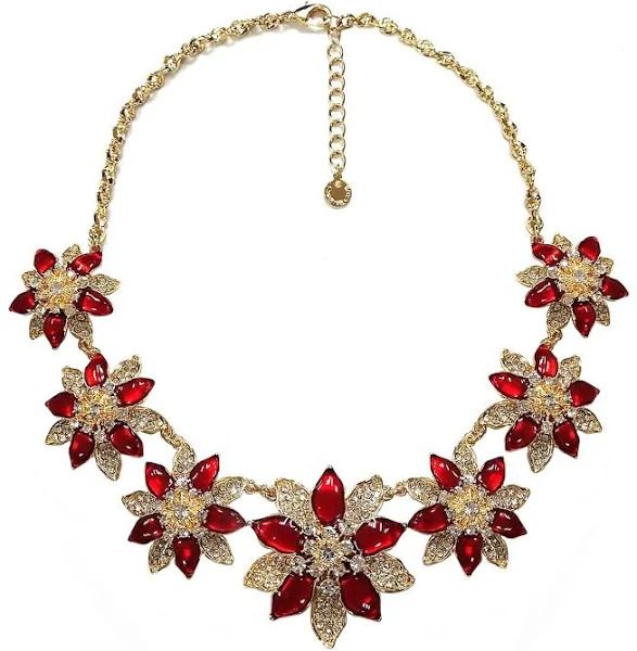 Photo 1 of CHARTER CLUB GOLD TONE CRYSTAL POINSETTIA STATEMENT NECKLACE
Approx. length: 17" + 2" extender