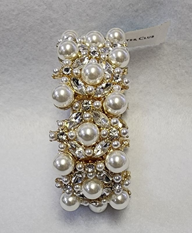 Photo 2 of CHARTER CLUB GOLD TONE WHITE PEARL STRETCH STATEMENT BRACELET
