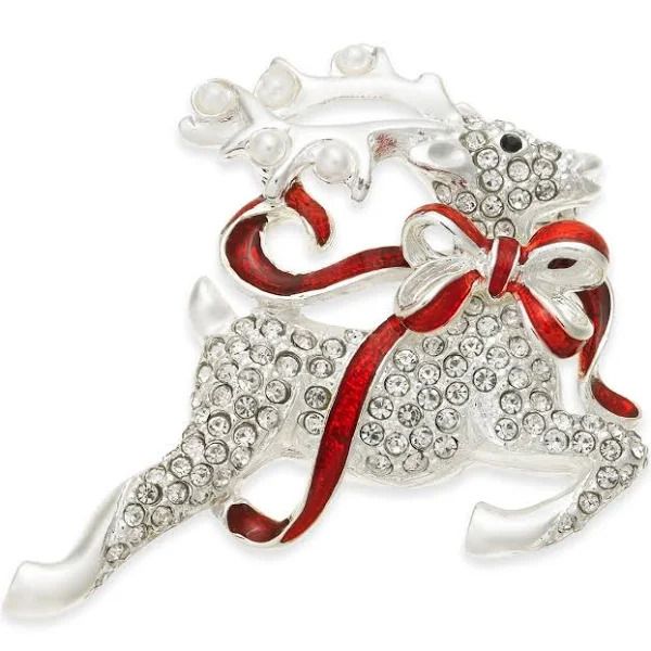 Photo 1 of Charter Club Holiday Lane Silver-Tone Crystal Flying Reindeer Pin