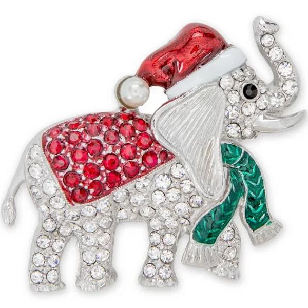 Photo 1 of Charter Club Holiday Lane Silver-Tone Pave & Imitation Pearl Elephant Pin