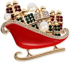 Photo 1 of HOLIDAYS Charter Club Gold-Tone Multicolor Crystal SLED Pin /GIFT BOX