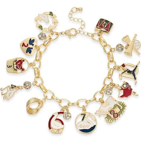 Photo 1 of Holiday Lane Gold-Tone 12 Days Charm Women's Bracelet