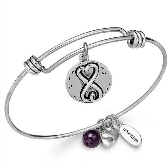 Photo 1 of Unwritten Friends Forever Infinity Charm and Turquoise (8mm) Bangle Bracelet in Stainless Steel with Silver Plated Charms