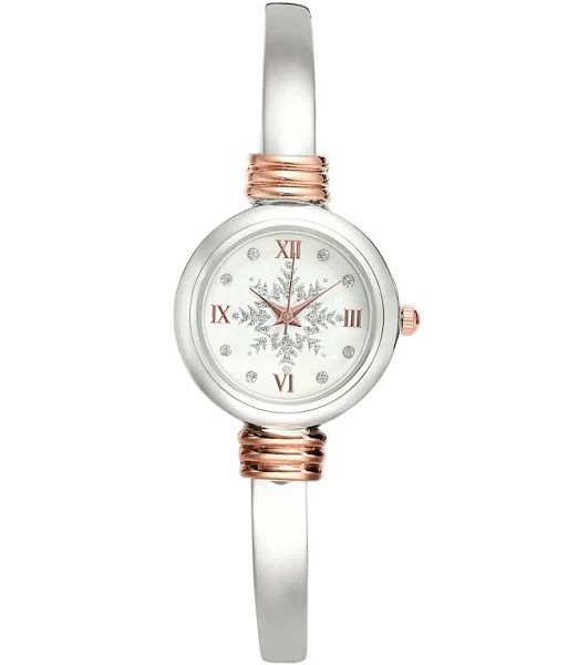 Photo 1 of Holiday Lane Two-Tone Snowflake Cuff Bracelet Watch 