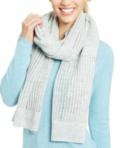 Photo 1 of DKNY Designer Open-knit Blocked Scarf Heather Gray One Size