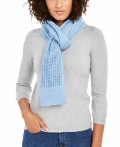 Photo 1 of DKNY Women's Scarves Open-Knit Blocked Wrap Neck Scarf Blue One Size, 