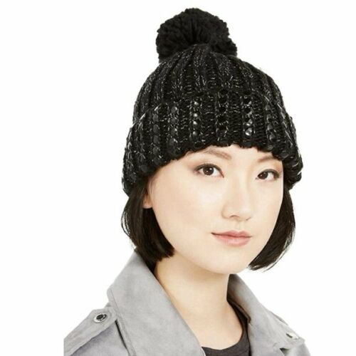 Photo 1 of DKNY women's Stud embellished Chunky knit Hat Beanie - one size - Black