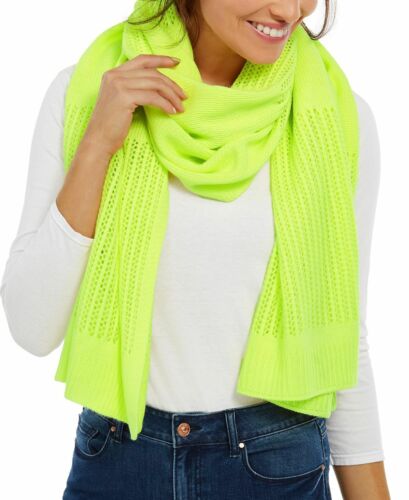 Photo 1 of DKNY Open-Knit Blocked Scarf Neon Yellow