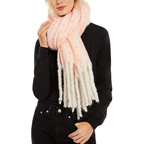 Photo 1 of DKNY Women's Pop-Neon Speckled Oversized Scarf White With Orange Specks