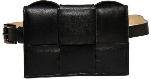 Photo 1 of SIZE M STEVE MADDEN Belt-Bag Fanny-Pack Woven Puffer Black Vegan-Leather