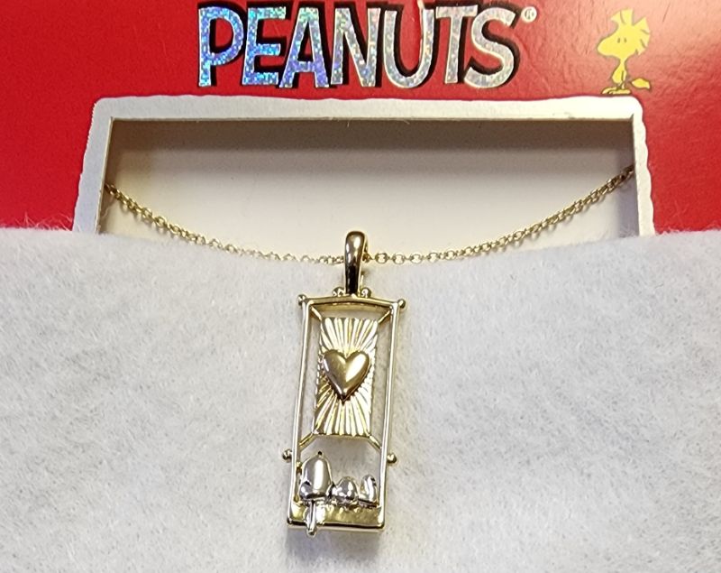 Photo 1 of Peanuts Unwritten Two-Tone Snoopy Heart Tag Pendant Necklace