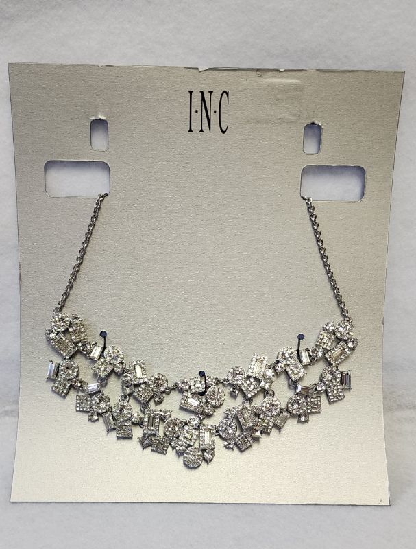 Photo 1 of INC International Concepts Pave Silver Tone Stone Statement Necklace
Approx. length: 17 + 3 extender; approx. drop: 1-3/5 Lobster clasp closure