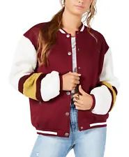 Photo 1 of SIZE S Say What? Juniors Varsity Sherpa Bomber Jacket Burgundy 