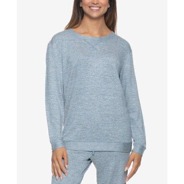 Photo 1 of SIZE M Felina Women's Ribbed Taylor Boyfriend Sleep Sweatshirt, Light Gray