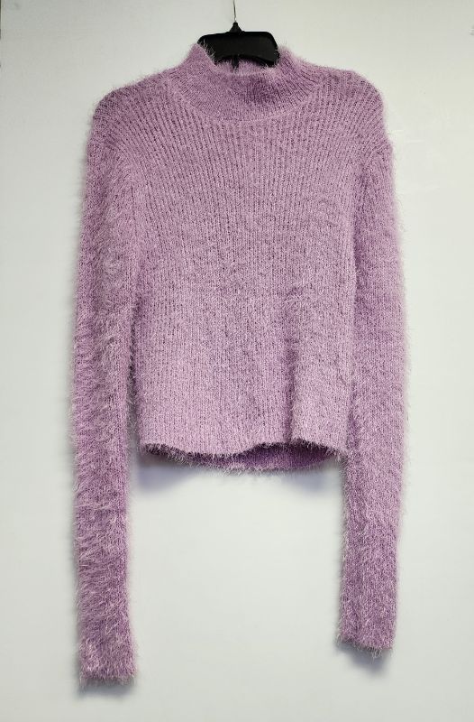 Photo 1 of SIZE L JUNIORS Planet Gold Women's Fuzzy Pullover Sweater, Lilac