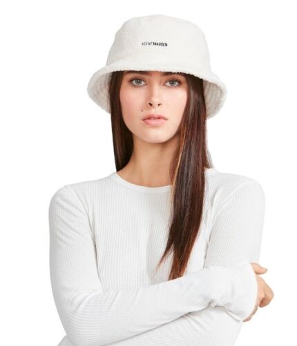 Photo 1 of Steve Madden Women's Sherpa Bucket Hat Ivory White Fuzzy, One Size
Satin Lined