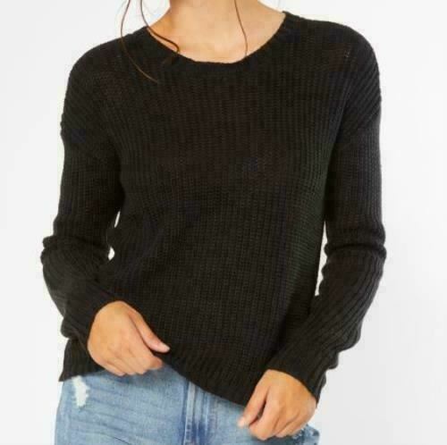 Photo 1 of SIZE L OhMG! Women's Junior Ribbon Lace-Up Sweater, Black