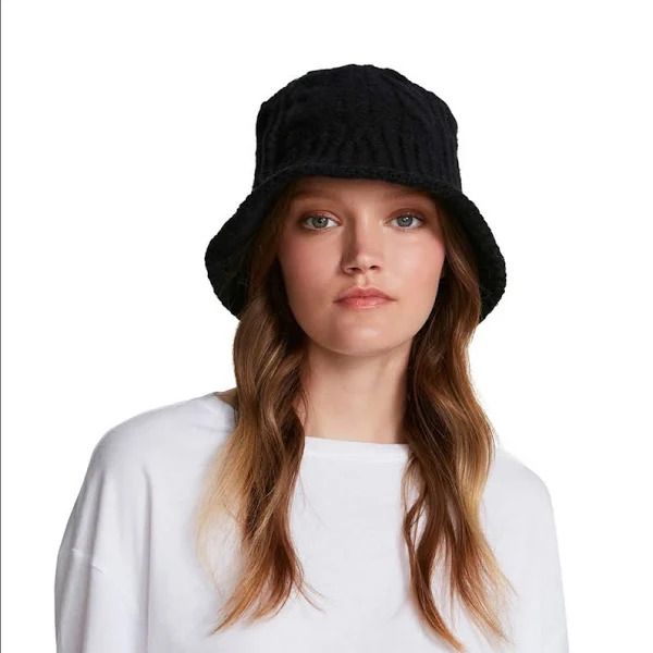 Photo 1 of Steve Madden Women's Cable-Knit Bucket Hat - Black