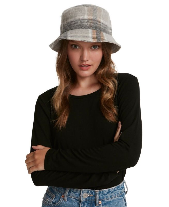 Photo 1 of Steve Madden Women's Logo Plate Brushed Bucket Hat, Peach Multi