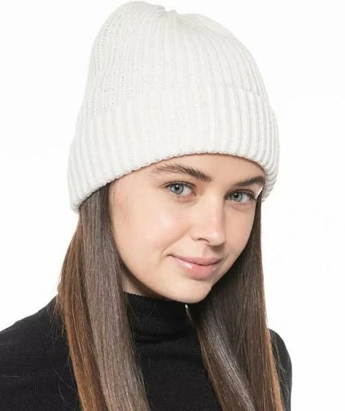 Photo 1 of Style & Co Solid Shine Cuff Beanie Winter Hat Ivory / Gold One Size