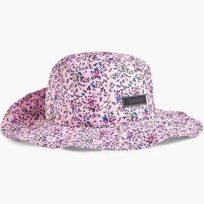 Photo 1 of Ganni - Printed Shell Bucket Hat Pink XS/S