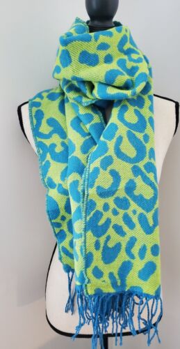 Photo 1 of Steve Madden Reversible Leopard Wrap Scarf Bright Green Blue