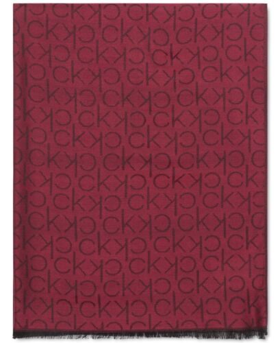 Photo 1 of Calvin Klein Monogram Ck Logo-Print Pashmina Wrap Scarf Red Size OSFA