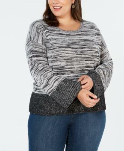 Photo 1 of SIZE 0X Style Co. Women's Boxy Sweater Plus Marled Knit Pullover