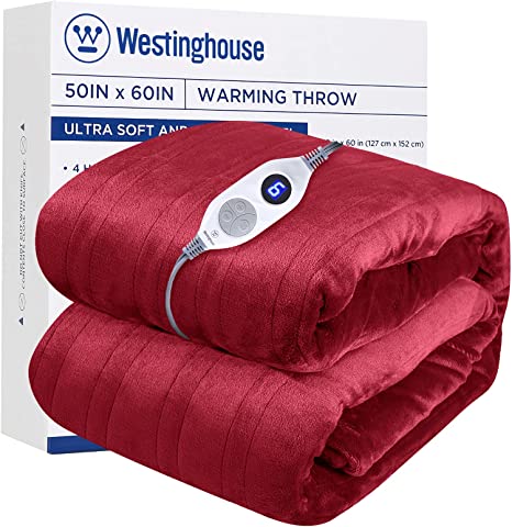 Photo 1 of Westinghouse Electric Blanket Heated Throw Soft Silky Microplush Flannel Heating Blanket 50"x60"
6 Heat Settings & 4 Hours Auto Off
Machine Washable, Burgundy