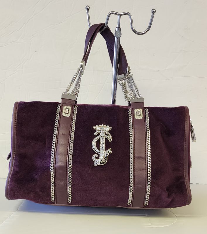 Photo 1 of JUICY COUTURE WOMEN'S PURPLE VELVET / LEATHER AND EMBELLISHED HANDBAG
LIKE NEW CONDITION