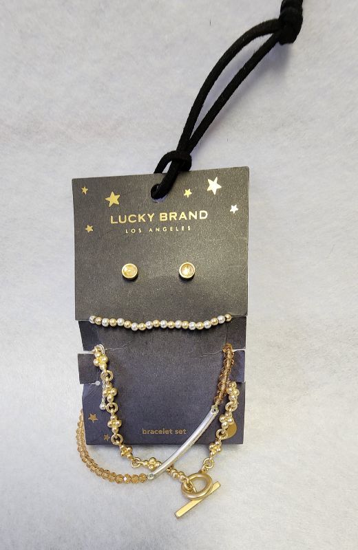 Photo 1 of Lucky Brand Gold r-Tone 3 Piece Beaded Stretch Bracelets & Earrings