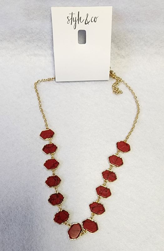 Photo 1 of STYLE & CO WOMEN'S GOLD/RED TONE NECKLACE