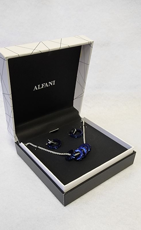 Photo 1 of ALFANI WOMEN'S SILVER/BLUE TONE NECKLACE AND EARRINGS SET