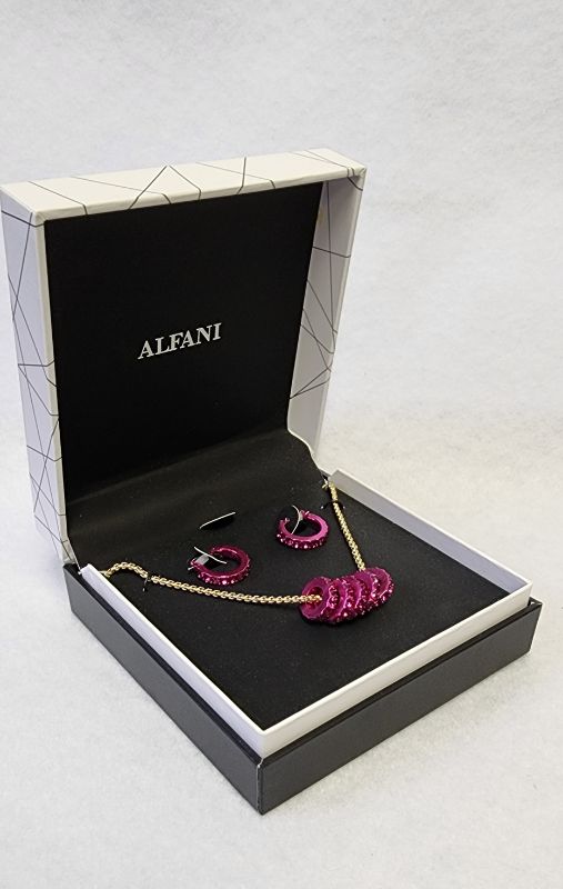 Photo 1 of ALFANI WOMEN'S GOLD / PINK TONE NECKLACE AND EARRING SET