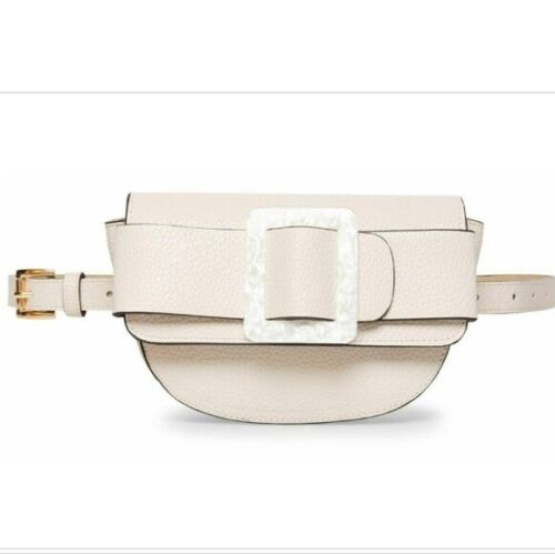 Photo 1 of SIZE XL Steve Madden Oversized Buckle Pebble Belt Bag Faux Leather Bone