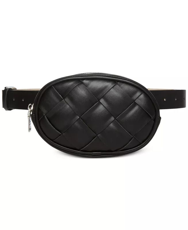 Photo 1 of SIZE S STEVE MADDEN Women's Basket-Weave Quilted Faux Leather Belt Bag